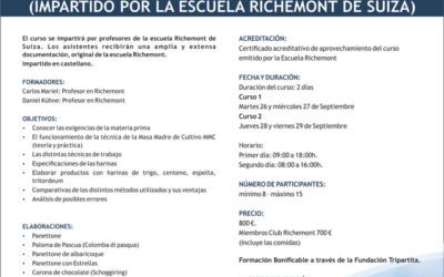 Concluye el Curso de masa madre de cultivo (Richemont) 27 y 28 de septiembre 2017