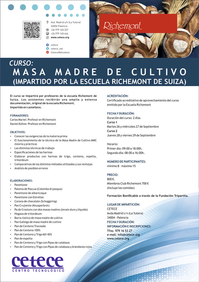 Concluye el Curso de masa madre de cultivo (Richemont) 27 y 28 de septiembre 2017