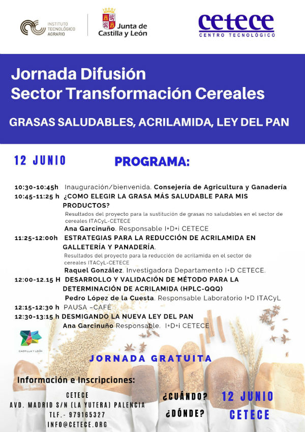 Jornada difusión sector de transformación cereales «Grasa Saludable, Acrilamida, Ley de Pan»
