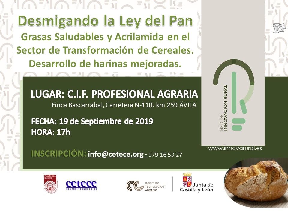 Jornada Difusión:  Desmigando la Ley del Pan en Avila el 19 de septiembre de 2019