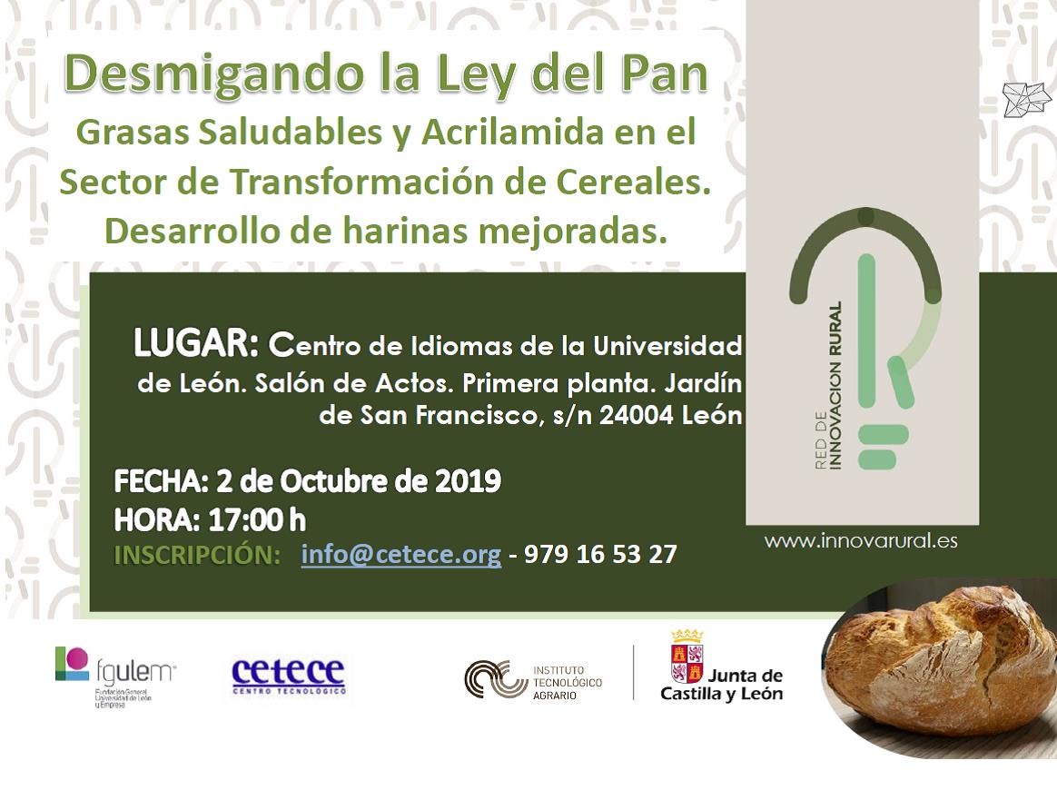 Jornada Difusión:  Desmigando la Ley del Pan en León el 02 de octubre de 2019